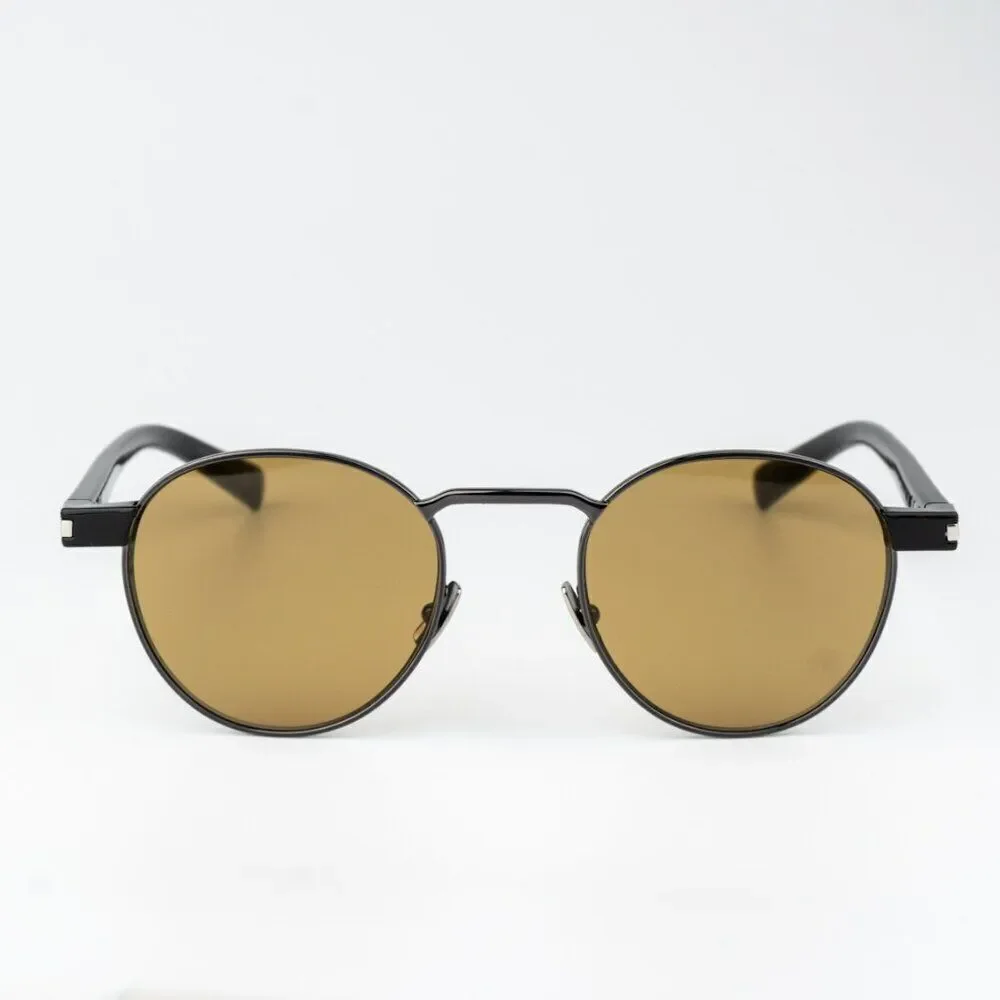NEW Saint Laurent SL707 003 Ruthenium Grey Havana Nicotine Oval Unisex Sunglasse